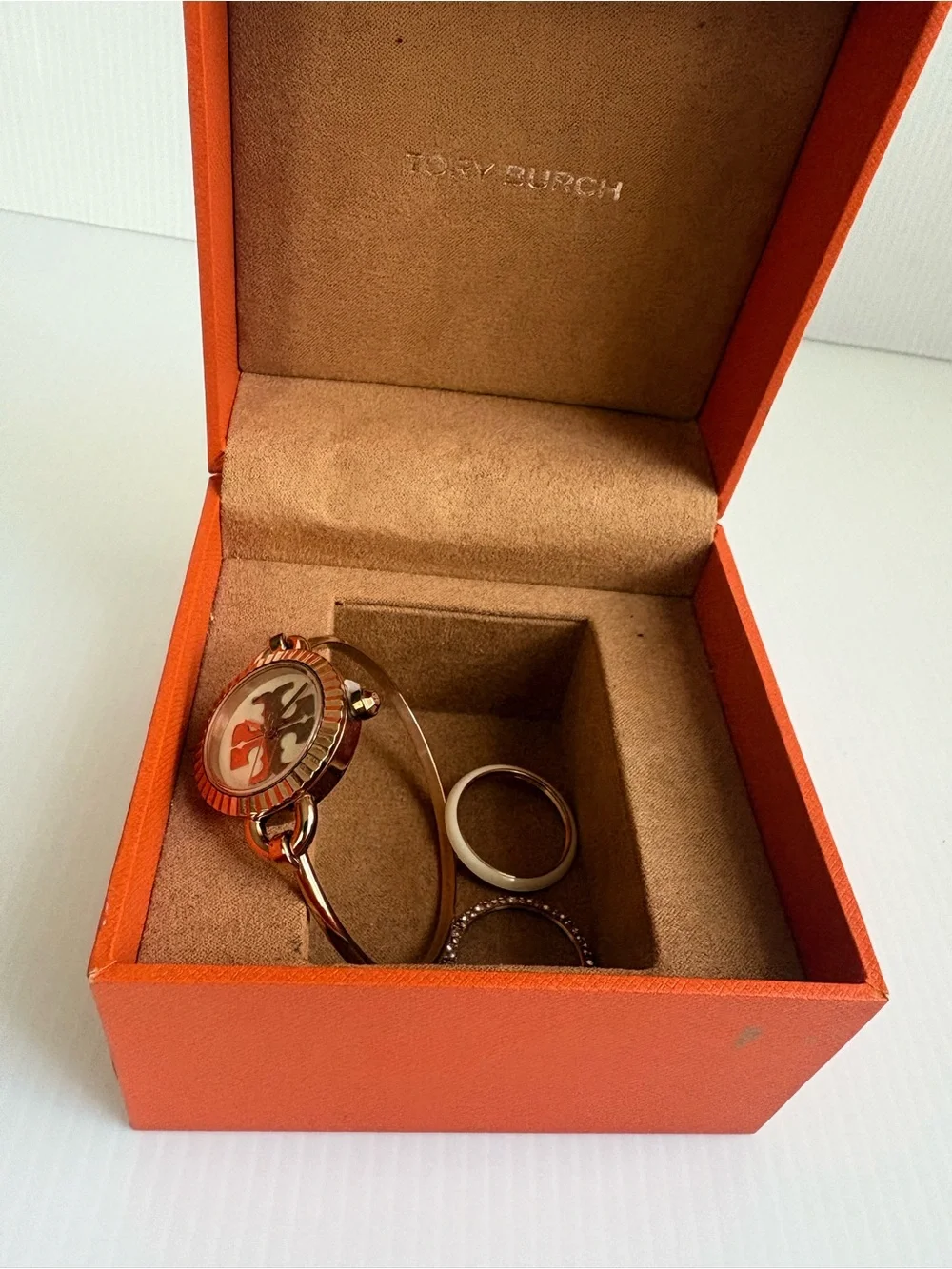 Tory Burch The Miller Rose Gold Stainless Steel Bangle Bracelet Watch TBW6015